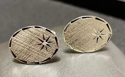 Vintage Simmons Diamond Cut Sterling Silver & Diamonds Cufflinks • $14.95