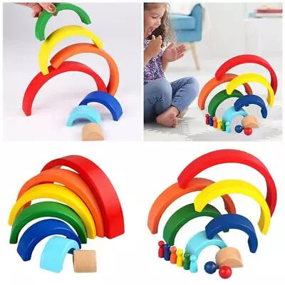 Rainbow Stacker Arch Bridge Blocks Set  Developing Brain Power Educational • £9.49