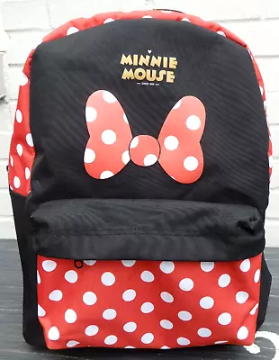 Bioworld Disney Minnie Mouse Backpack Bag Black Red Polka Dot • $22.99