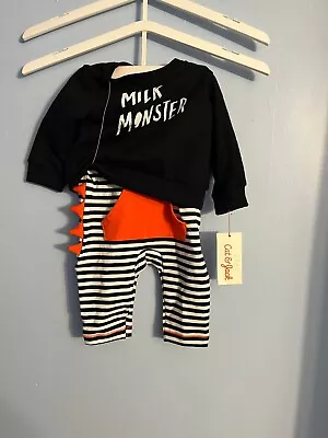 Cat & Jack Boys Milk Monster Black Halloween Sweatshirt & Pants Set 0-3 Months • $9.99