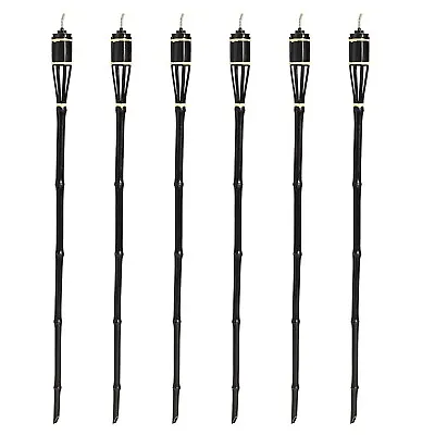 £22.99 • Buy Pack Of 6 Bamboo Outdoor Garden Tiki Torches Oil Lamps Fire Lanterns - 114cm