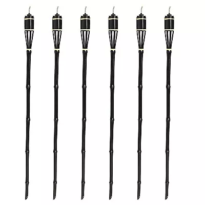 Pack Of 6 Bamboo Outdoor Garden Tiki Torches Oil Lamps Fire Lanterns - 114cm • £16.99