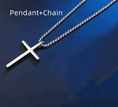 Smooth Simple Titanium Cross Pendant Male And Female Personality Necklace • $12.99