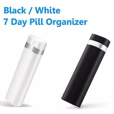 Black / White 7 Day Weekly Pill Box Pill Case BPAFREE Pull-out Design Small Case • $11.69