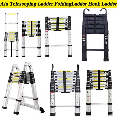 Portable 8.5FT-20.3FT Folding Ladder Alu/Steel Multi Purpose Extension Ladders • $39.10