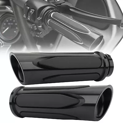 1  Black Motorcycle Handlebar Knurled Hand Grips For Harley Electra Glide FLHT • $27.53