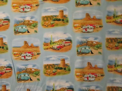 Retro Vintage Sand Trailer Vintage Trailers Cotton Fabric Fq • $2.99