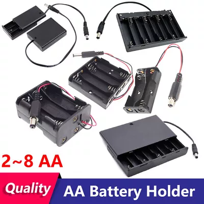 2 3 4 6 8 X AA Battery Holder With DC Plug 5.5x2.1mm OPen/Enclosed Cell Case Box • $4.83