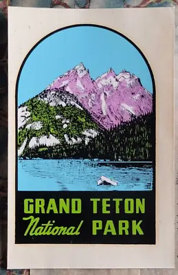 Original Vintage Travel Decal Grand Teton Wyoming Camper Rv Trailer Auto Old Car • $33.39