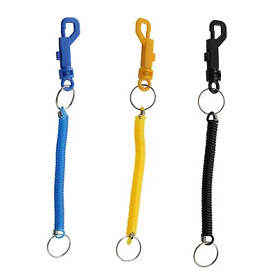 Retractable Spiral Stretchy Elastic Coil Keyring Key Chain Ring Plastic • £3.33