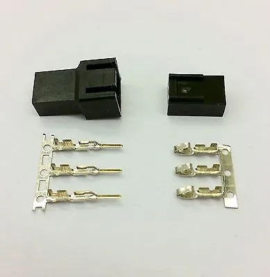 Male & Female 3 Pin Pc Fan Led Power Connectors - 5 Of Each- Black Inc Pins • $5.31