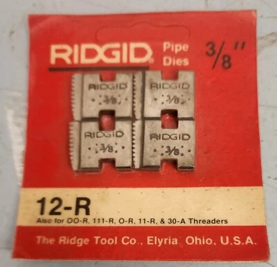 $9.95 • Buy RIDGID 3/8” Pipe Dies 12-R 00R 111R OR 11R 30A 31A THREADERS