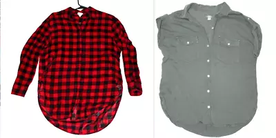 H&M & AERIE Clothing Tops Lot: 2 Button Up  Front Pockets Collared Tops Women S • $10.99