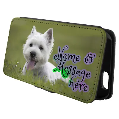 Personalised Westie IPhone Case Custom Pet Dog Flip Phone Cover Wallet ST343 • £12.95