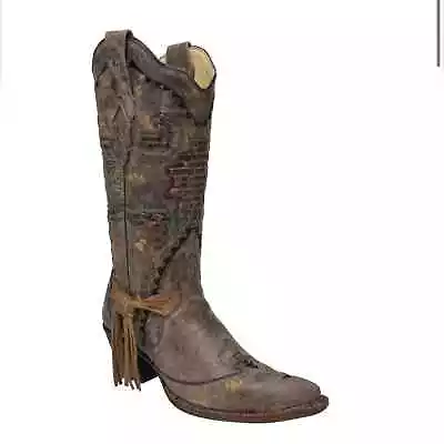 Corral Handcrafted Leather Heeled Boots With Side Fringe Size 7 • $180