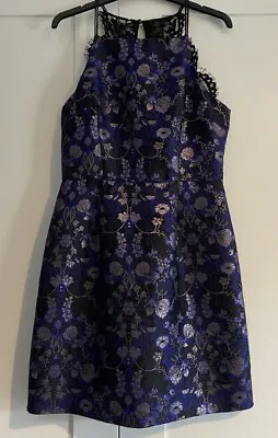 £9.99 • Buy Beautiful Jacquard Oriental Oasis Blue And Black Lace Dress UK Size 10