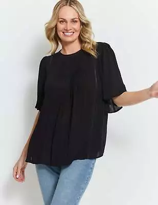 RIVERS - Womens Tops -  Flutter Sleeve Eyelet Short Sleeve Top • $23.12