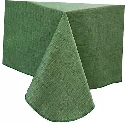 Vinyl Tablecloth With Flannel Backing Rectangle 60 X 84 Inch Dark Green • $35.45