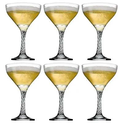 Pasabahce Set Of 6 Twist Coupe 280ml Champagne Cocktail Wine Drinking Glasses • £13.99