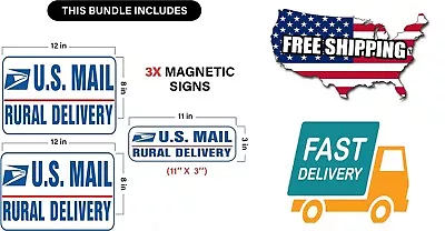 3 Pack Car Authentic U.S. Mail Delivery Driver Magnetic Signs Carrier Magnets • $27.99