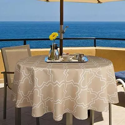 60 Inch Round Outdoor Tablecloth With Zipper Umbrella Hole For Patio Picnic Rest • $22.94