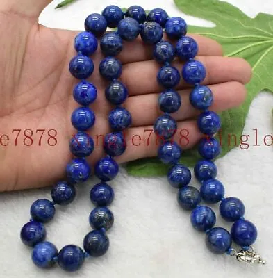 Natural 6/8/10/12mm Blue Round Lapis Lazuli Gemstone Beads Necklace 18-36'' AAA+ • $6.50