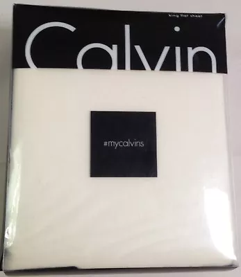 $39.99 • Buy Nip Calvin Klein Mycalvins Cream King Flat Sheet $80