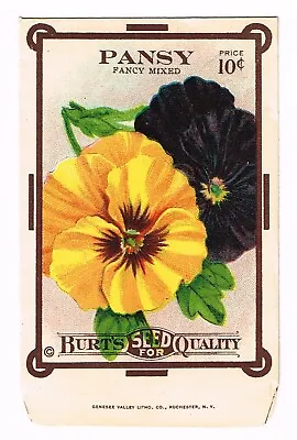 Vintage Seed Packet Pansy Flowers Advertising Floral Original 1910 Gardening .10 • $6.95