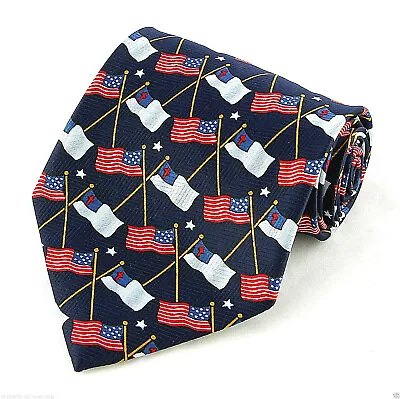 $12.95 • Buy Men's Religious Flag Neck Tie Christian American Flag Patriotic Blue Necktie