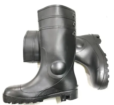 NEW Wellington Safety Boots Steel Toe Steel Mid-sole Anti Static Black All Sizes • £17.95