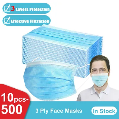 Disposable Face Masks Non Surgical 3 Ply Mouth Nose Guard Face Mask Respiration • £2.75