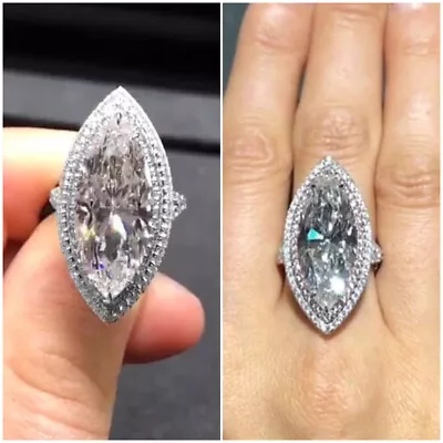 925 Silver Marquise Cut Cubic Zircon Ring Gift Fashion Women Jewelry Sz 6-10 • $2.02