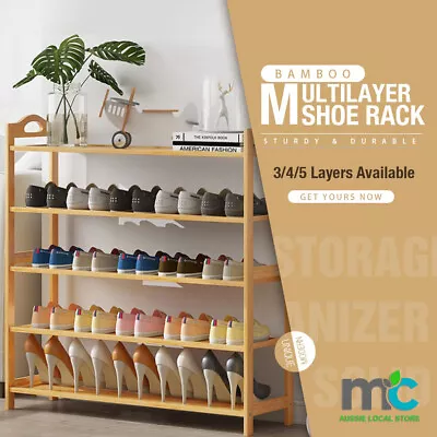 $38.99 • Buy Multi-layers Bamboo Shoe Rack Storage Organizer Wooden Flower Stand Shelf