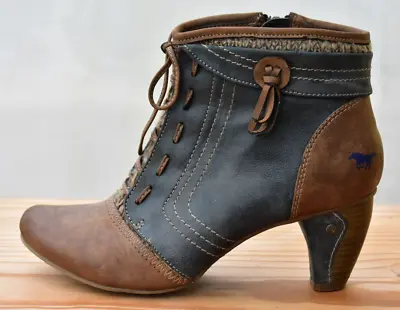 Mustang Women's Boots Size 5 (EU 38) Blue Brown Tan Ankle Boot Tassel • £29.99