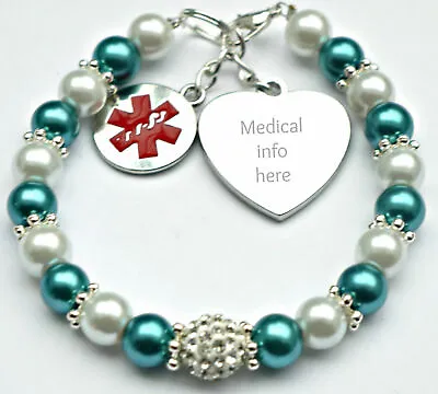 SALE Personalised Medical Alert SOS Emergency  Bracelet & Medical Charm Any Info • £11.99