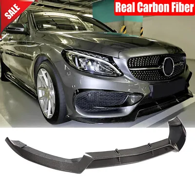 Real Carbon Front Bumper Lip Spoiler For Mercedes W205 C205 C250 C300 C43 AMG • $493.99
