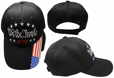 We The People 1776 Black USA Flag On Bill Adjustable Embroidered Cap Hat • $12.88