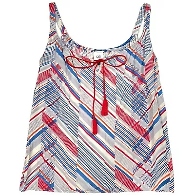 CABI All Aboard Tassel Tank Top Red Blue Womens Small Sleeveless Shirt • $10.39