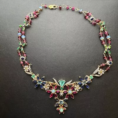 Vintage 16k & 14k Yellow Gold Multi-Gemstone & Diamond Necklace • $14500