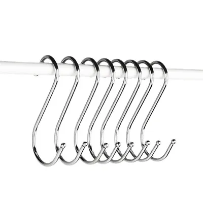 5 * Stainless Steel S Hooks Home Kitchen Meat Pan Utensil Clothes Hanger Hanging • £2.99