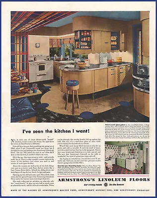 Vintage 1948 ARMSTRONG'S Linoleum Floors Kitchen Decor 1940's Print Ad • $9.71