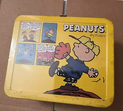 Vintage Hallmark Peanuts Snoopy Charlie Brown Metal Lunchbox Baseball • $19.99