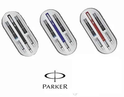 £11.99 • Buy Parker Vector Calligraphy CT Ink Fountain Pen Red Blue Black Body Gift Box New