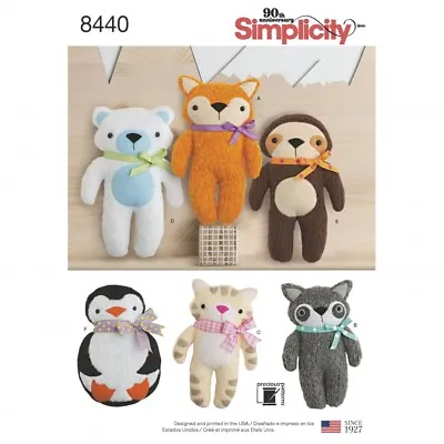 £9.75 • Buy Simplicity Craft Easy Sewing Pattern 8440 Stuffed Animal Soft Toys (Simplicit...