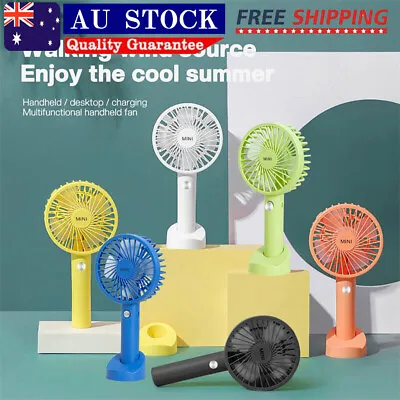 $14.98 • Buy Mini Portable Hand-held Desk Fan Cooling Cooler USB Air Rechargeable 3 Speed AU