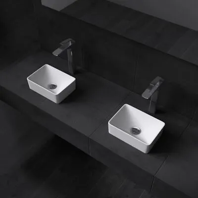 Cloakroom Wash Basin Bowl Ceramic Countertop Small Compact Rectangle 300x215mm • £48