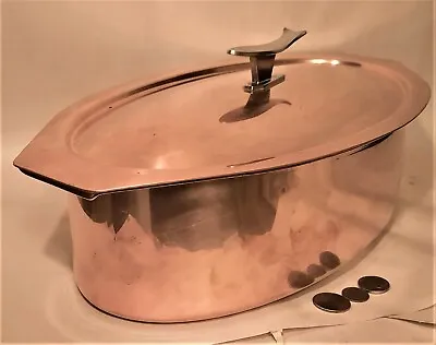 MCM FISH Vtg Copper Pan Cookware Culinox Salmon Poacher Vegetable Steamer Pot • $325