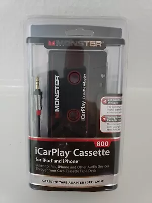 Monster Cassette Tape Adapter 3ft ICarPlay 800 For IPod IPhone Factory Sealed!! • $19.99