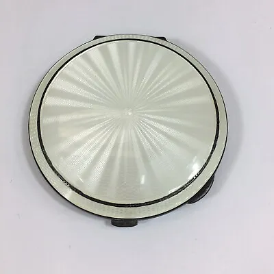 £219 • Buy Vintage Circa 1930 Turner & Simpson Solid Silver White Guilloche Enamel Compact 