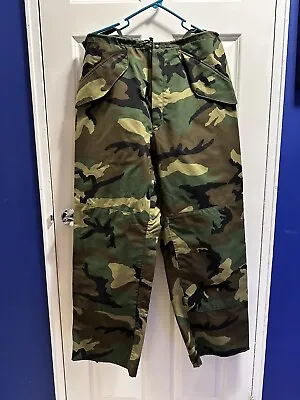 US Military Pants GORETEX Cold Weather Woodland Camouflage Size Medium Long • $55